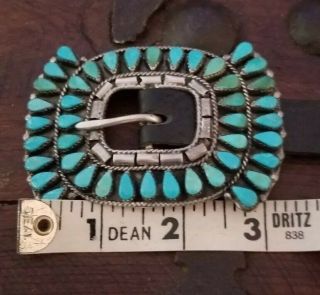 Vintage Navajo Sleeping Beauty Turquoise Clusters Sterling Silver Concho Belt 12
