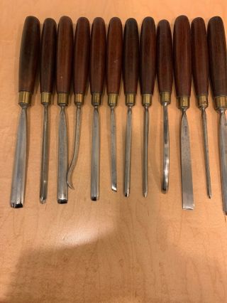 Vintage Marples Set Of 12 Wood Carving Chisel Set Inscribe Name & Decal 8