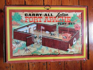 Vintage Marx Fort Apache Metal,  Carry All,  Action Play Set,  4685,  1968