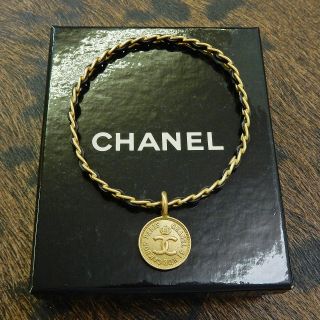 Chanel Gold Plated Cc Logos Coin Charm Vintage Bracelet Bangle 4336a Rise - On