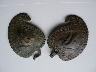 Antique Late 18th c.  Handmade Massive 272g.  Bronze Belt Buckle. 3