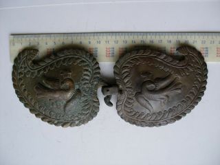 Antique Late 18th c.  Handmade Massive 272g.  Bronze Belt Buckle. 5