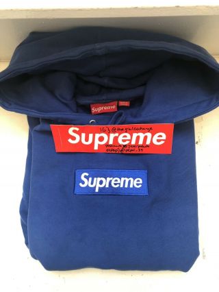 Vintage Supreme 06 Blue Box Logo Hoodie With In Store Receipt.  Rare