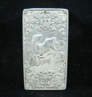 Collectable Handmade Carved Statue Tibet Silver Amulet Pendant Zodiac Horse