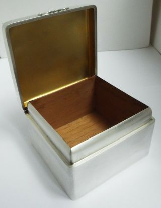 Fine Heavy English Antique 1919 Sterling Silver Cigarette Table Box Solid Lid