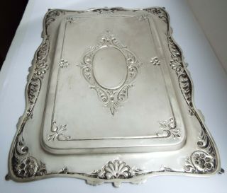 STUNNING LARGE HEAVY DECORATIVE ENGLISH ANTIQUE 1908 SOLID STERLING SILVER TRAY 10