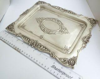 STUNNING LARGE HEAVY DECORATIVE ENGLISH ANTIQUE 1908 SOLID STERLING SILVER TRAY 11