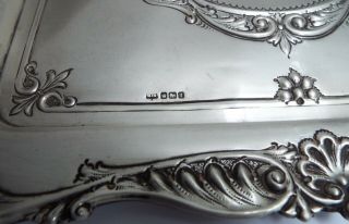 STUNNING LARGE HEAVY DECORATIVE ENGLISH ANTIQUE 1908 SOLID STERLING SILVER TRAY 12