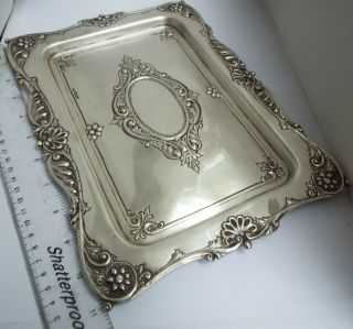 STUNNING LARGE HEAVY DECORATIVE ENGLISH ANTIQUE 1908 SOLID STERLING SILVER TRAY 2