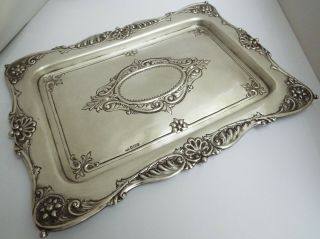 STUNNING LARGE HEAVY DECORATIVE ENGLISH ANTIQUE 1908 SOLID STERLING SILVER TRAY 3