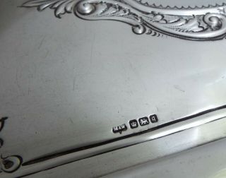 STUNNING LARGE HEAVY DECORATIVE ENGLISH ANTIQUE 1908 SOLID STERLING SILVER TRAY 6