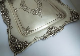 STUNNING LARGE HEAVY DECORATIVE ENGLISH ANTIQUE 1908 SOLID STERLING SILVER TRAY 7