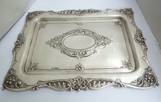 STUNNING LARGE HEAVY DECORATIVE ENGLISH ANTIQUE 1908 SOLID STERLING SILVER TRAY 8