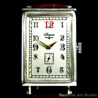 Vintage Men ' s Wristwatch LONGINES Art Deco Mechanical Silver Mens Wrist Watch 3