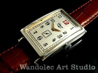 Vintage Men ' s Wristwatch LONGINES Art Deco Mechanical Silver Mens Wrist Watch 8