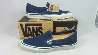 Vintage Vans Slip On Shoes Navy Made In Usa Men 