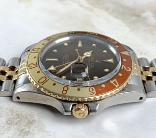 Vintage Rolex GMT - Master Two - Tone Root Beer Nipple Dial Wristwatch Ref.  16753 NR 6