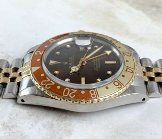 Vintage Rolex GMT - Master Two - Tone Root Beer Nipple Dial Wristwatch Ref.  16753 NR 7