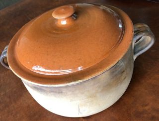 Vintage Vallauris Terra Cotta Clay French Pottery Covered Pot Lid & Handles