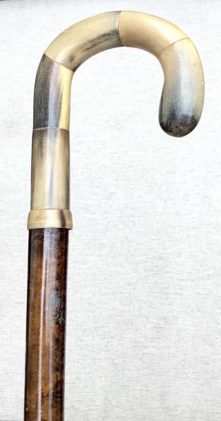 Vintage Antique Gadget Parasol Umbrella Horn Handle Walking Stick Cane Old