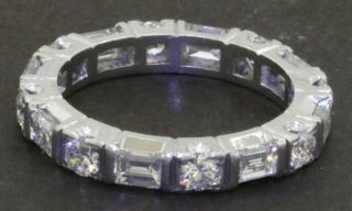 Vintage 1950s Platinum 1.  60ct Vs1/f Round/baguette Diamond Eternity Band Ring