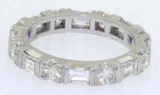 Vintage 1950s Platinum 1.  60CT VS1/F Round/Baguette diamond eternity band ring 2
