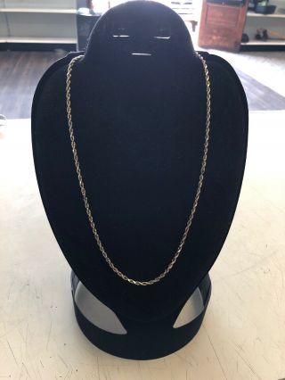 14k Solid Gold Vintage Rope Chain Necklace 20.  5 Inch Long Length 12.  2 Grams