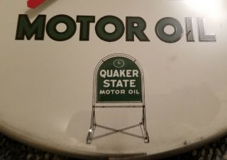 Vintage QUAKER STATE MOTOR OIL Advertising Thermometer Sign Glass Lens 2