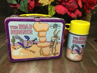 The Road Runner Metal Lunch Box And Thermos Vintage 1970