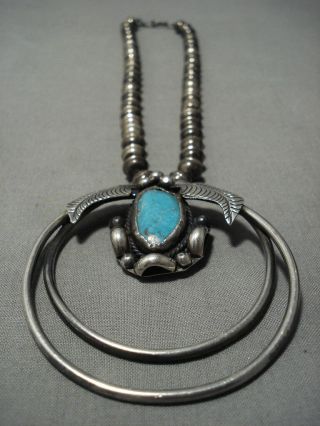 Rare Huge Loop Vintage Navajo Turquoise Sterling Silver Native American Necklace
