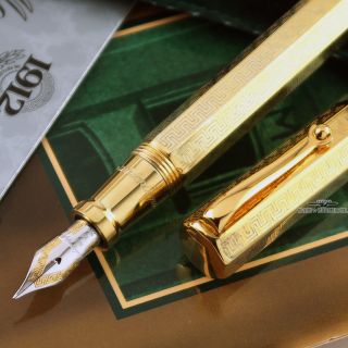 Montegrappa Reminiscence Etched 925 Vermeil Large Fountain Pen - Rare