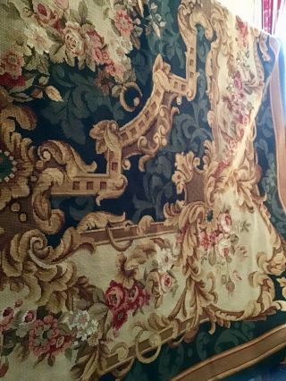 Georgeous 11’8” X 8’8” Aubusson Rug Shades Of Green,  Rose,  Gold And Cream 10