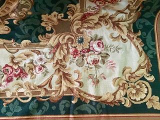 Georgeous 11’8” X 8’8” Aubusson Rug Shades Of Green,  Rose,  Gold And Cream 3