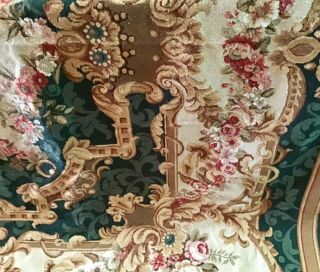 Georgeous 11’8” X 8’8” Aubusson Rug Shades Of Green,  Rose,  Gold And Cream 4