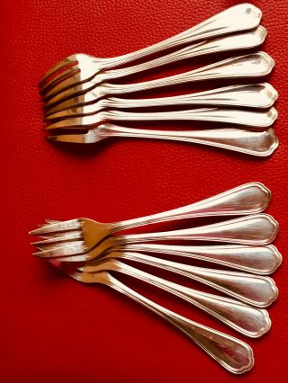French Vintage Christofle Silverplate Spatours Pastry Forks Set Of 12