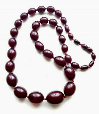 Vintage Art Deco Cherry Amber Bakelite Beads Necklace 79g