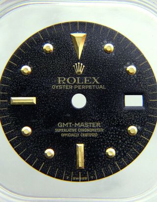 Vintage Rolex Gmt - Master 1675 16753 Black & 18k Gold Nipple Watch Dial