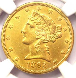 1893 - CC Liberty Gold Half Eagle $5 Coin - NGC AU Details - Rare Carson City 5