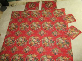 Ralph Lauren Comforter set Aylesbury red floral,  4 pillow shams full/QUEEN 2