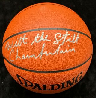 Wilt Chamberlain Signed Nba Game Basketball " The Stilt " Inscription Rare Jsa