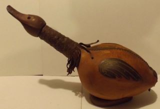 Vintage Made In Italy Duck Wine Bottle Decanter Leather Unique And Rare