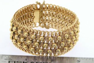 French hallmarked vintage heavy 18K gold 28mm wide articulated link bracelet 4
