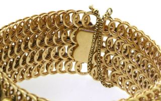 French hallmarked vintage heavy 18K gold 28mm wide articulated link bracelet 5