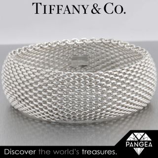Tiffany & Co.  925 Sterling Silver Somerset Mesh 28mm Wide Bangle Bracelet 131g