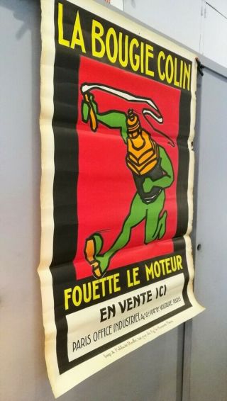 Antique Vintage Poster Automobilia Advertising French Spark Plug 1920