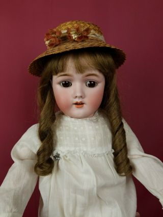 Antique German Handwerck Halbig Bisque Socket Head Doll Brown Sleep Eyes