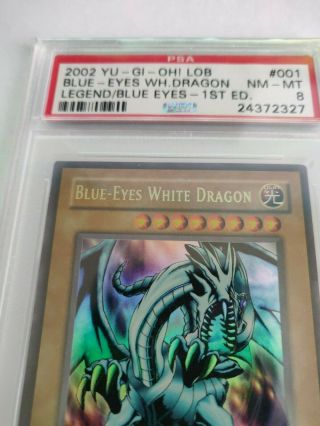 Yugioh Blue - Eyes White Dragon Lob - 001 1st Edition Ultra Rare Psa 8 English