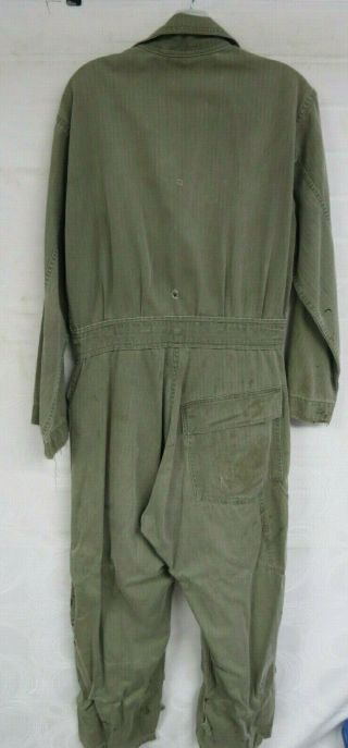 VINTAGE WW2 US ARMY 13 STAR BUTTONS HBT HERRINGBONE COVERALLS SIZE 38p GREEN 2