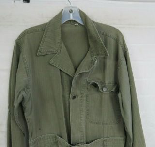 VINTAGE WW2 US ARMY 13 STAR BUTTONS HBT HERRINGBONE COVERALLS SIZE 38p GREEN 3