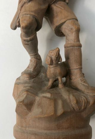 Vintage Black Forest Wood Man Dog Pipe Carved Hunter 6